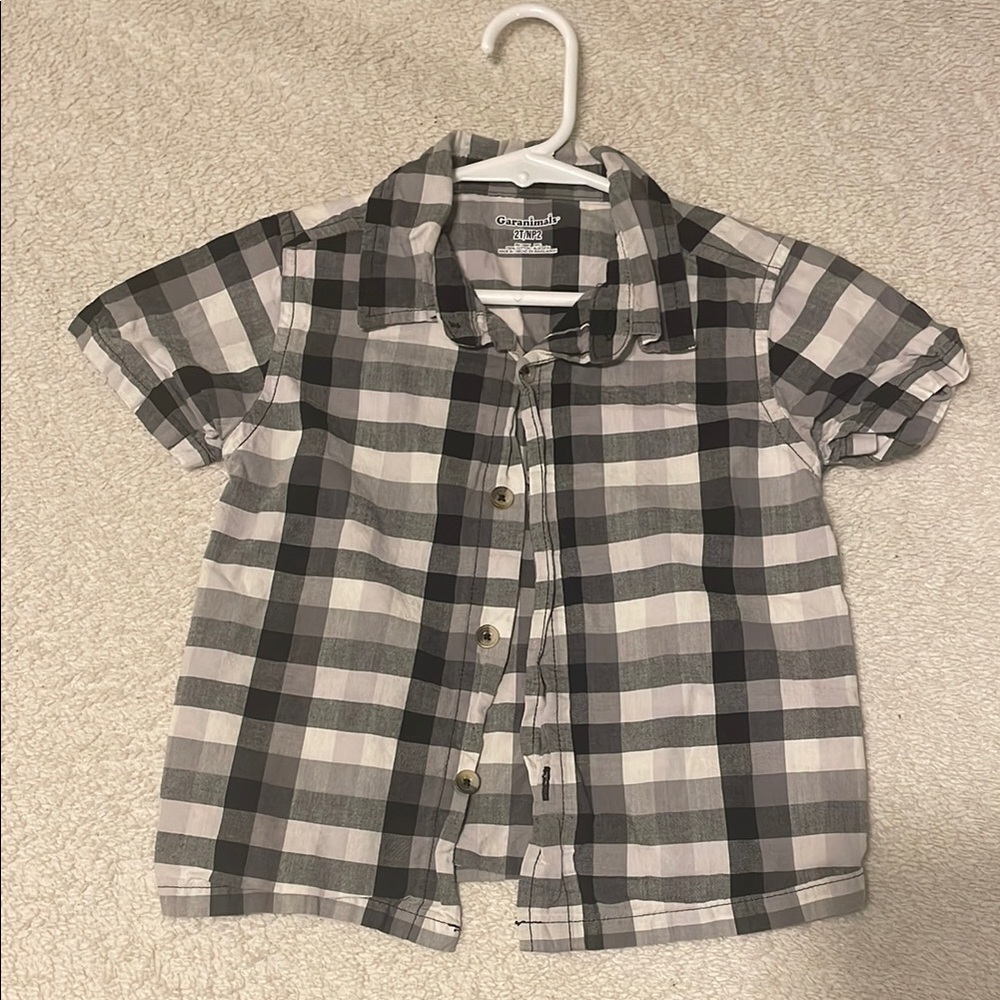 Plaid Kids Shirt - Black and White